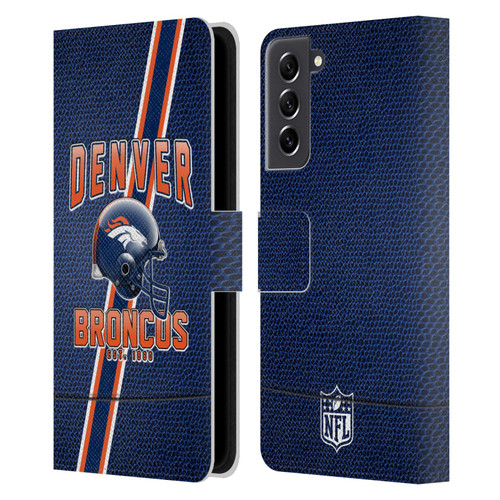 NFL Denver Broncos Logo Art Football Stripes Leather Book Wallet Case Cover For Samsung Galaxy S21 FE 5G