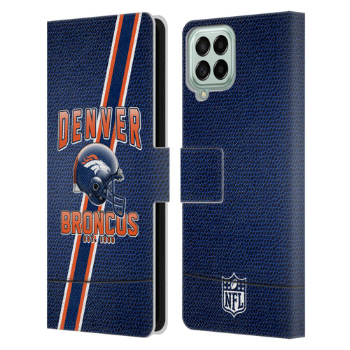 NFL Denver Broncos Logo Art Football Stripes Leather Book Wallet Case Cover For Samsung Galaxy M33 (2022)