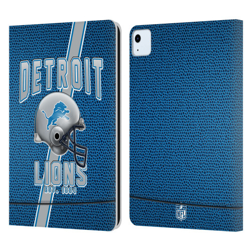 NFL Detroit Lions Logo Art Football Stripes Leather Book Wallet Case Cover For Apple iPad Air 2020 / 2022