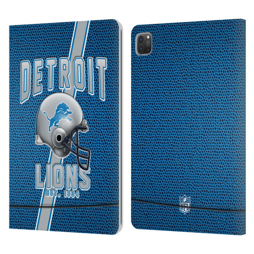 NFL Detroit Lions Logo Art Football Stripes Leather Book Wallet Case Cover For Apple iPad Pro 11 2020 / 2021 / 2022