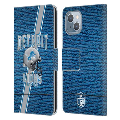 NFL Detroit Lions Logo Art Football Stripes Leather Book Wallet Case Cover For Apple iPhone 14