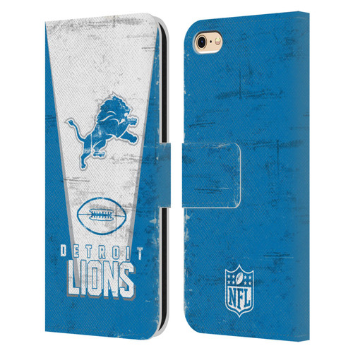 NFL Detroit Lions Logo Art Banner Leather Book Wallet Case Cover For Apple iPhone 6 / iPhone 6s
