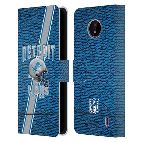 NFL Detroit Lions Logo Art Football Stripes Leather Book Wallet Case Cover For Nokia C10 / C20