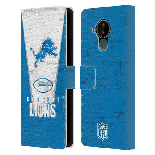 NFL Detroit Lions Logo Art Banner Leather Book Wallet Case Cover For Nokia C30