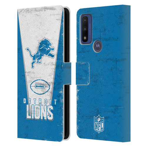 NFL Detroit Lions Logo Art Banner Leather Book Wallet Case Cover For Motorola G Pure