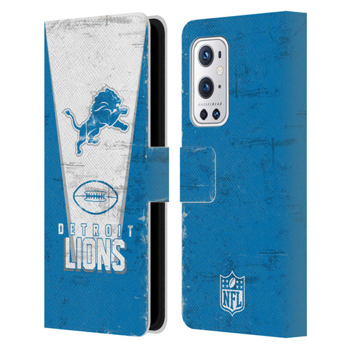 NFL Detroit Lions Logo Art Banner Leather Book Wallet Case Cover For OnePlus 9 Pro