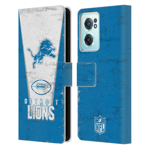 NFL Detroit Lions Logo Art Banner Leather Book Wallet Case Cover For OnePlus Nord CE 2 5G