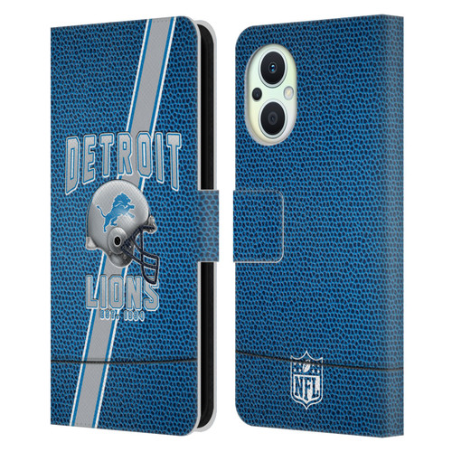 NFL Detroit Lions Logo Art Football Stripes Leather Book Wallet Case Cover For OPPO Reno8 Lite