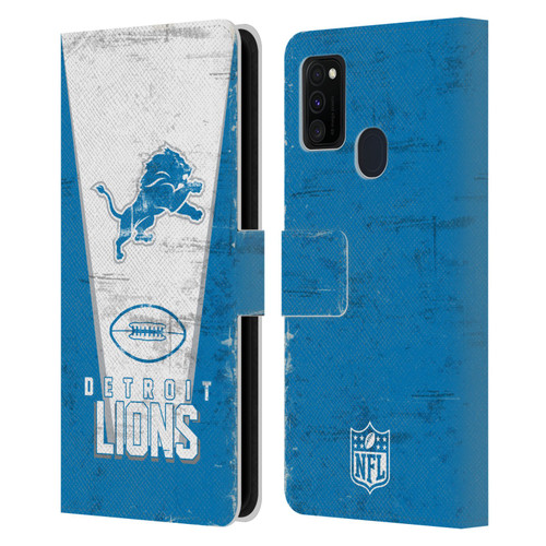 NFL Detroit Lions Logo Art Banner Leather Book Wallet Case Cover For Samsung Galaxy M30s (2019)/M21 (2020)