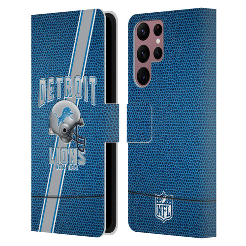 NFL Detroit Lions Logo Art Football Stripes Leather Book Wallet Case Cover For Samsung Galaxy S22 Ultra 5G