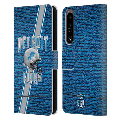 NFL Detroit Lions Logo Art Football Stripes Leather Book Wallet Case Cover For Sony Xperia 1 IV