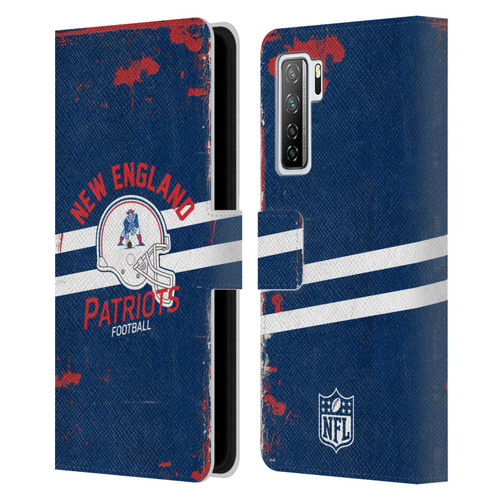 NFL New England Patriots Logo Art Helmet Distressed Leather Book Wallet Case Cover For Huawei Nova 7 SE/P40 Lite 5G