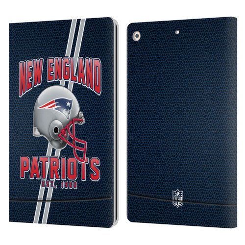 NFL New England Patriots Logo Art Football Stripes Leather Book Wallet Case Cover For Apple iPad 10.2 2019/2020/2021