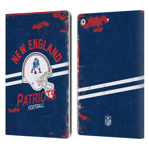 NFL New England Patriots Logo Art Helmet Distressed Leather Book Wallet Case Cover For Apple iPad 10.2 2019/2020/2021