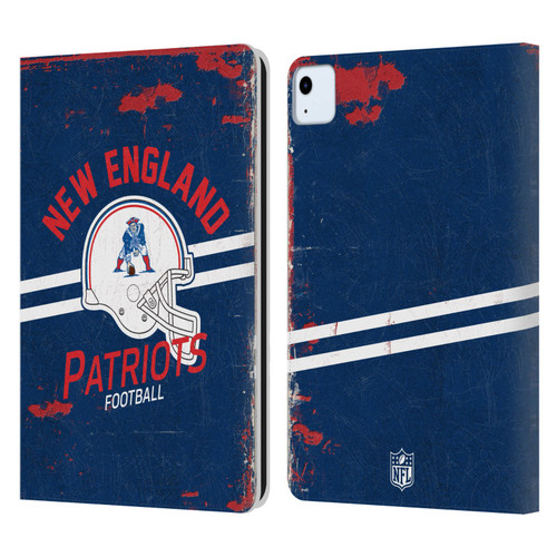NFL New England Patriots Logo Art Helmet Distressed Leather Book Wallet Case Cover For Apple iPad Air 2020 / 2022