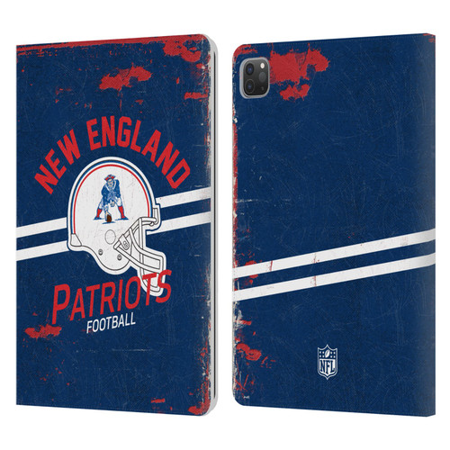 NFL New England Patriots Logo Art Helmet Distressed Leather Book Wallet Case Cover For Apple iPad Pro 11 2020 / 2021 / 2022