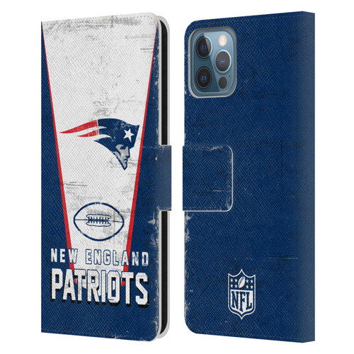 NFL New England Patriots Logo Art Banner Leather Book Wallet Case Cover For Apple iPhone 12 / iPhone 12 Pro