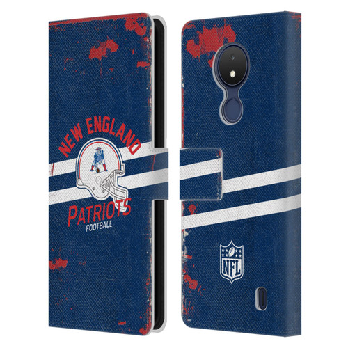NFL New England Patriots Logo Art Helmet Distressed Leather Book Wallet Case Cover For Nokia C21