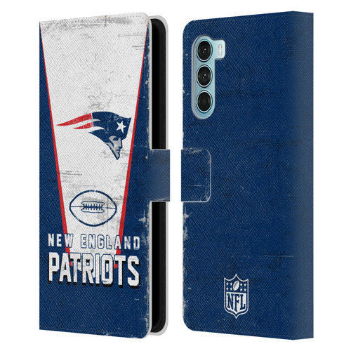 NFL New England Patriots Logo Art Banner Leather Book Wallet Case Cover For Motorola Edge S30 / Moto G200 5G