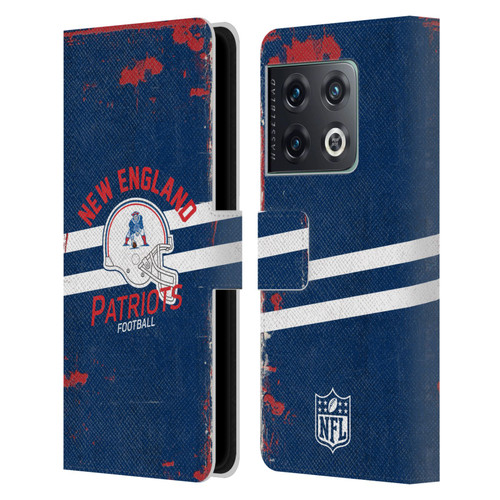 NFL New England Patriots Logo Art Helmet Distressed Leather Book Wallet Case Cover For OnePlus 10 Pro