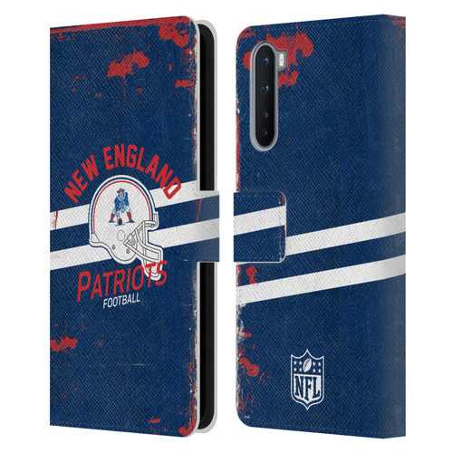 NFL New England Patriots Logo Art Helmet Distressed Leather Book Wallet Case Cover For OnePlus Nord 5G