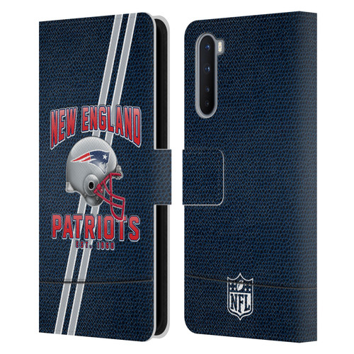 NFL New England Patriots Logo Art Football Stripes Leather Book Wallet Case Cover For OnePlus Nord 5G