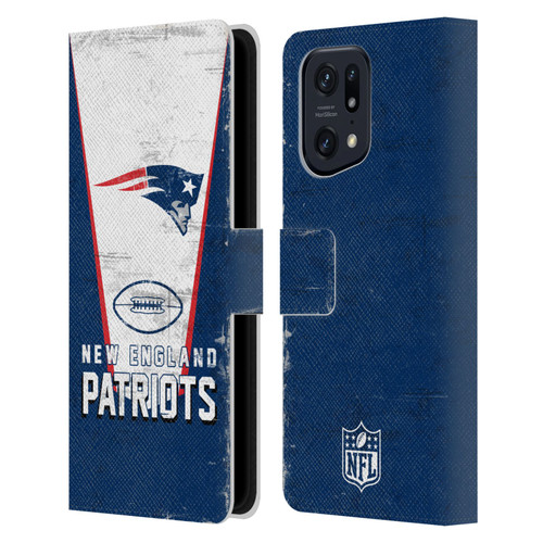 NFL New England Patriots Logo Art Banner Leather Book Wallet Case Cover For OPPO Find X5 Pro