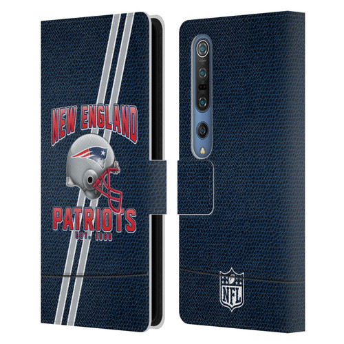 NFL New England Patriots Logo Art Football Stripes Leather Book Wallet Case Cover For Xiaomi Mi 10 5G / Mi 10 Pro 5G
