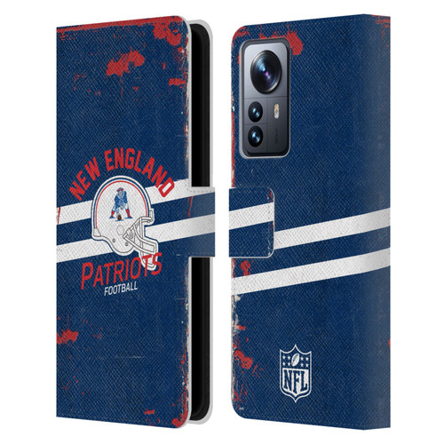 NFL New England Patriots Logo Art Helmet Distressed Leather Book Wallet Case Cover For Xiaomi 12 Pro