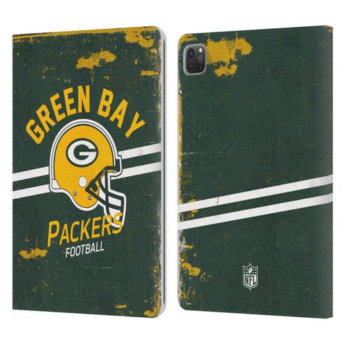 NFL Green Bay Packers Logo Art Helmet Distressed Leather Book Wallet Case Cover For Apple iPad Pro 11 2020 / 2021 / 2022
