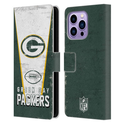 NFL Green Bay Packers Logo Art Banner Leather Book Wallet Case Cover For Apple iPhone 14 Pro Max
