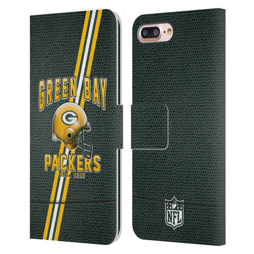 NFL Green Bay Packers Logo Art Football Stripes Leather Book Wallet Case Cover For Apple iPhone 7 Plus / iPhone 8 Plus
