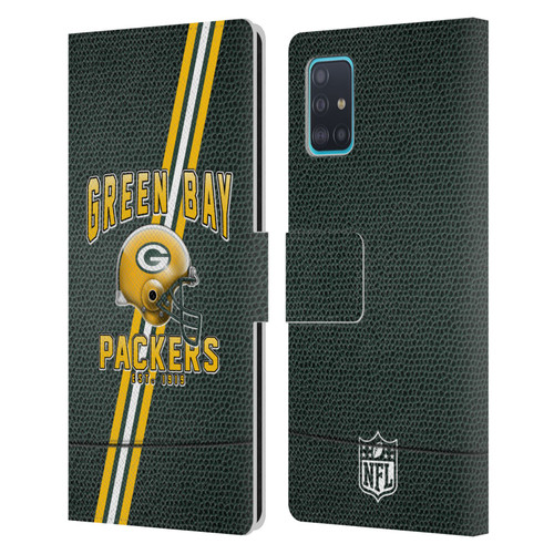 NFL Green Bay Packers Logo Art Football Stripes Leather Book Wallet Case Cover For Samsung Galaxy A51 (2019)