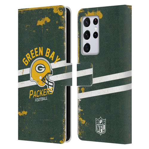 NFL Green Bay Packers Logo Art Helmet Distressed Leather Book Wallet Case Cover For Samsung Galaxy S21 Ultra 5G NFL Green Bay Packers Logo Art Helmet Distressed Leather Book Wallet Case Cover For Samsung Galaxy S21 Ultra 5G