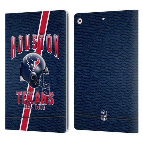 NFL Houston Texans Logo Art Football Stripes Leather Book Wallet Case Cover For Apple iPad 10.2 2019/2020/2021