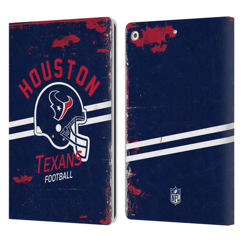 NFL Houston Texans Logo Art Helmet Distressed Leather Book Wallet Case Cover For Apple iPad 10.2 2019/2020/2021