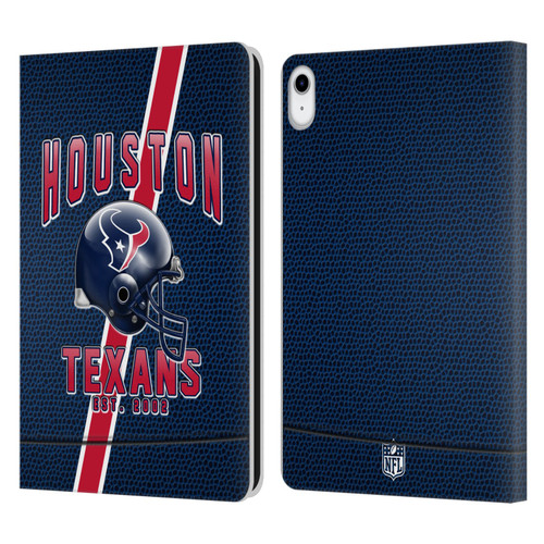 NFL Houston Texans Logo Art Football Stripes Leather Book Wallet Case Cover For Apple iPad 10.9 (2022)