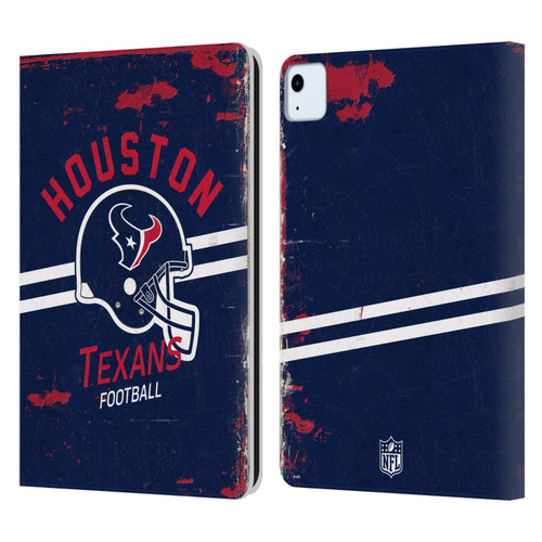NFL Houston Texans Logo Art Helmet Distressed Leather Book Wallet Case Cover For Apple iPad Air 2020 / 2022