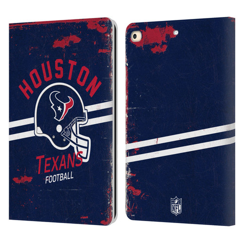 NFL Houston Texans Logo Art Helmet Distressed Leather Book Wallet Case Cover For Apple iPad 9.7 2017 / iPad 9.7 2018