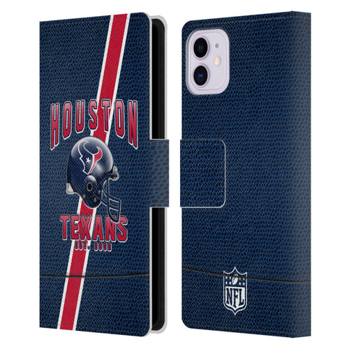 NFL Houston Texans Logo Art Football Stripes Leather Book Wallet Case Cover For Apple iPhone 11