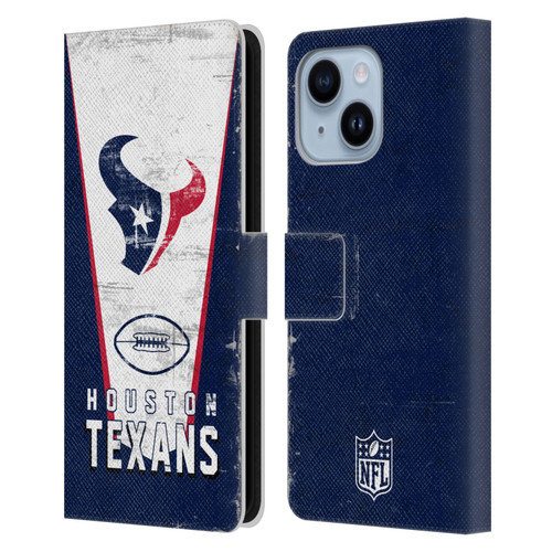NFL Houston Texans Logo Art Banner Leather Book Wallet Case Cover For Apple iPhone 14 Plus