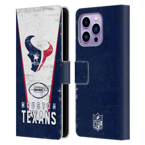 NFL Houston Texans Logo Art Banner Leather Book Wallet Case Cover For Apple iPhone 14 Pro Max