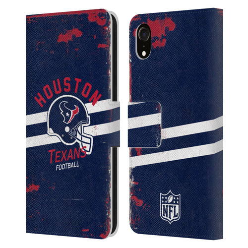 NFL Houston Texans Logo Art Helmet Distressed Leather Book Wallet Case Cover For Apple iPhone XR