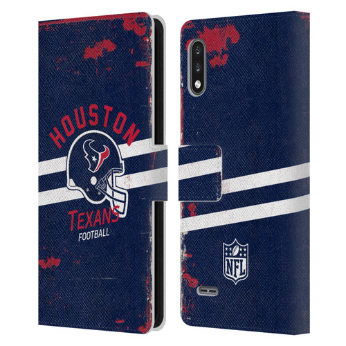 NFL Houston Texans Logo Art Helmet Distressed Leather Book Wallet Case Cover For LG K22
