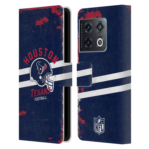NFL Houston Texans Logo Art Helmet Distressed Leather Book Wallet Case Cover For OnePlus 10 Pro