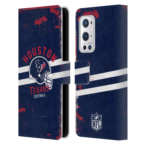 NFL Houston Texans Logo Art Helmet Distressed Leather Book Wallet Case Cover For OnePlus 9 Pro