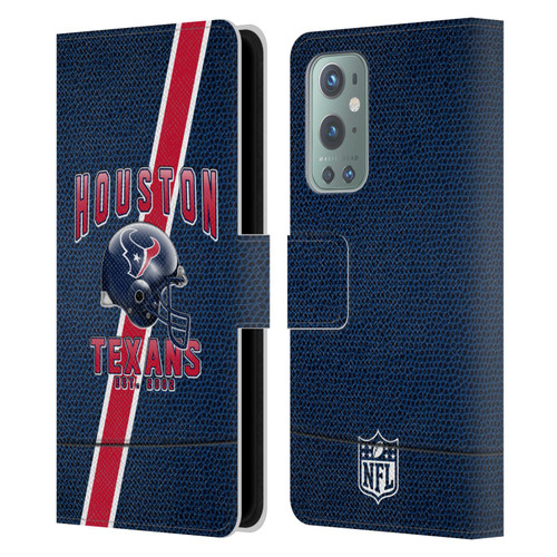 NFL Houston Texans Logo Art Football Stripes Leather Book Wallet Case Cover For OnePlus 9