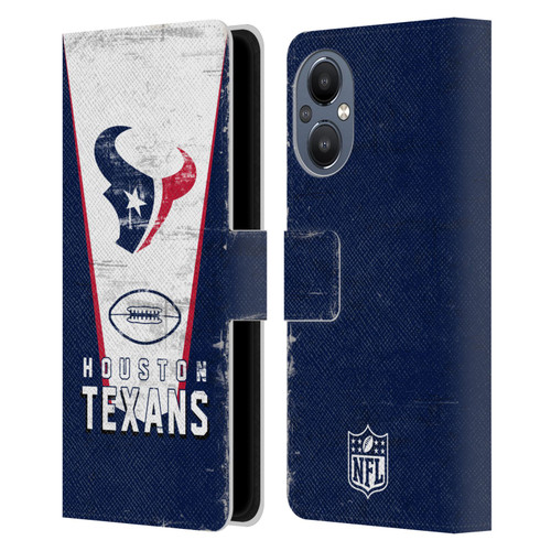 NFL Houston Texans Logo Art Banner Leather Book Wallet Case Cover For OnePlus Nord N20 5G
