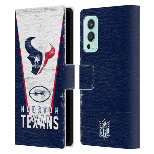 NFL Houston Texans Logo Art Banner Leather Book Wallet Case Cover For OnePlus Nord 2 5G