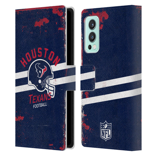 NFL Houston Texans Logo Art Helmet Distressed Leather Book Wallet Case Cover For OnePlus Nord 2 5G